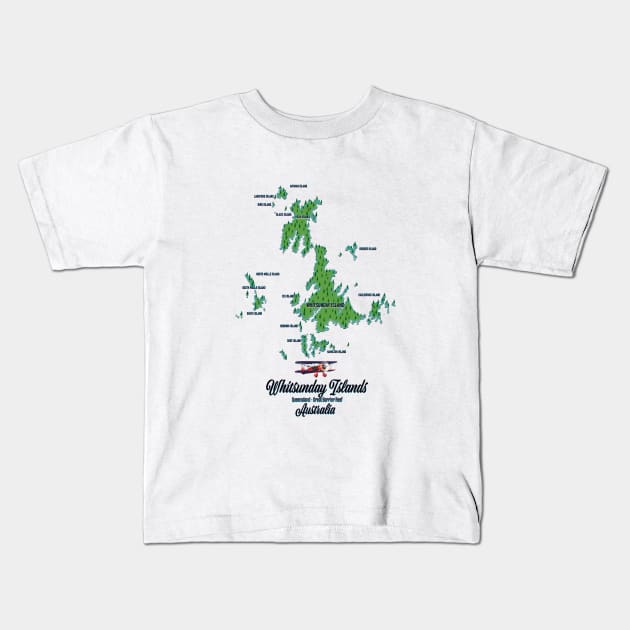 Whitsunday Islands Australia map Kids T-Shirt by nickemporium1